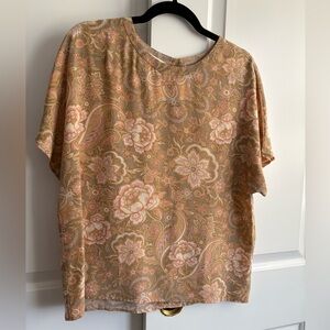 Vintage Austin Reed Floral Silk Short Sleeve Blouse
